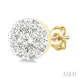 1/6 Ctw Lovebright Petite Round Shape Round Cut Diamond Fashion Stud Earring in 10K Yellow Gold