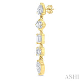 1 Ctw Mixed Diamond Cut Fashion Earrings in 14K Yellow Gold