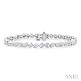 4 Ctw Mixed Diamond Cut Fashion Tennis Bracelet in 14K White Gold