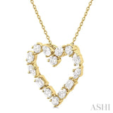 1 Ctw Heart Shape Mixed Diamond Cut Fashion Pendant With Chain in 14K Yellow Gold