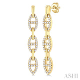 1/3 ctw Open Window D-Link Round Cut Diamond Fashion Long Earring in 14K Yellow Gold
