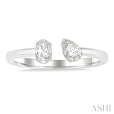 1/2 ctw Toi Et Moi Oval and Pear Cut Diamond Open Fashion Ring in 14K White Gold
