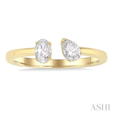 1/2 ctw Toi Et Moi Oval and Pear Cut Diamond Open Fashion Ring in 14K Yellow Gold