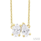 1 ctw Toi Et Moi Oval and Pear Cut Diamond Necklace in 14K Yellow Gold