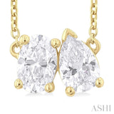 1 ctw Toi Et Moi Oval and Pear Cut Diamond Necklace in 14K Yellow Gold