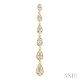 1/2 ctw Graduated Pear Shape Round Cut Diamond Fashion Long Earring in 14K Yellow Gold