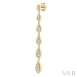 1/2 ctw Graduated Pear Shape Round Cut Diamond Fashion Long Earring in 14K Yellow Gold