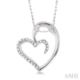 1/10 ctw Round Cut Diamond Heart Shape Pendant in 10K White Gold with Chain