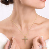 1/4 ctw Round Cut Diamond Journey Cross Pendant in 14K Yellow Gold with Chain