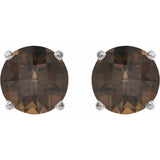 14K White 7 mm Natural Smoky Quartz Stud Earrings