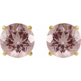 14K Yellow 7 mm Natural Pink Morganite Stud Earrings