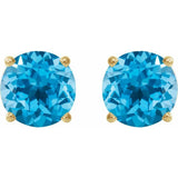 14K Yellow 7 mm Natural Swiss Blue Topaz Stud Earrings