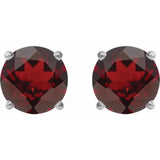 Platinum 7 mm Natural Mozambique Garnet Stud Earrings