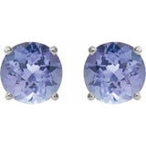 Platinum 7 mm Natural Tanzanite Stud Earrings