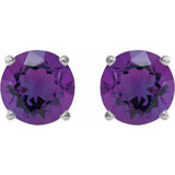 Sterling Silver 7 mm Natural Amethyst Stud Earrings