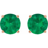 14K Rose 8 mm Lab-Grown Emerald Stud Earrings