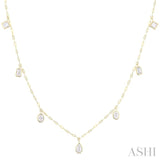 1 1/5 Ctw Bezel Set Mixed Diamond Cut Station Necklace in 14K Yellow Gold