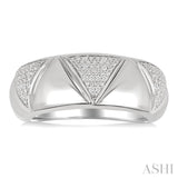 1/10 Ctw Bold Straight and Inverted Chevron Round Cut Diamond Wide Fashion Band in Sterling Silver