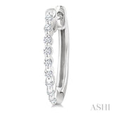 1/6 Ctw Petite Shared Prong Round Cut Diamond Hoop Earring in Sterling Silver