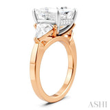 1 1/10 Ctw Princess Shape Trillion Cut & Round Cut Diamond Semi-Mount Engagement Ring in 14K Rose and White Gold