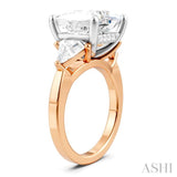 1 1/10 Ctw Princess Shape Trillion Cut & Round Cut Diamond Semi-Mount Engagement Ring in 14K Rose and White Gold