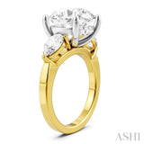 1 1/10 Ctw Tri-Mount Circular Shape Center Pear and Round Cut Diamond Semi-Mount Engagement Ring in 14K Yellow and White Gold