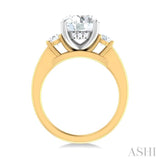 1/2 ctw Tri-Mount Past, Present and Future Round Cut Diamond Semi Mount Engagement Ring in 14K Yellow and White Gold