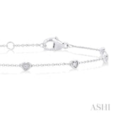 1/10 ctw Petite Heart Round Cut Diamond Station Bracelet in 10K White Gold
