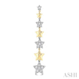 1/2 ctw Two-Toned Puffed Star Link Round Cut Diamond Fashion Long Earring in 14K Yellow and White Gold
