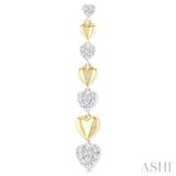 1/2 ctw Two-Toned Puffed Heart Link Round Cut Diamond Fashion Long Earring in 14K Yellow and White Gold