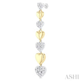 1/2 ctw Two-Toned Puffed Heart Link Round Cut Diamond Fashion Long Earring in 14K Yellow and White Gold