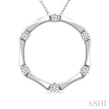 1/4 Ctw Petite Bamboo Shoot Inspired Round Cut Diamond Fashion Pendant With Chain in 14K White Gold