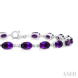 6X4 MM Oval Cut Amethyst and 1/6 ctw Round Cut Diamond Semi Precious Tennis Bracelet in 10K White Gold