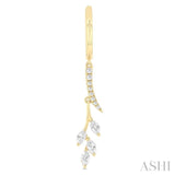 1/2 ctw Marquise and Round Cut Diamond Leaf Dangler Hoop Earrings in 14K Yellow Gold