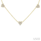 1/4 ctw Heart Motif Round Cut Diamond Station Necklace in 14K Yellow Gold
