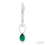 5x3 MM Bezel Set Pear Cut Emerald Precious Fashion Huggie Earrings in 14K White Gold