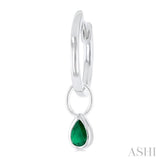 5x3 MM Bezel Set Pear Cut Emerald Precious Fashion Huggie Earrings in 14K White Gold