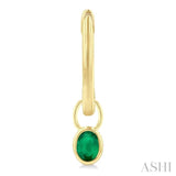 5x3 MM Bezel Set Oval Cut Emerald Precious Fashion Huggie Earrings in 14K Yellow Gold