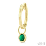 5x3 MM Bezel Set Oval Cut Emerald Precious Fashion Huggie Earrings in 14K Yellow Gold
