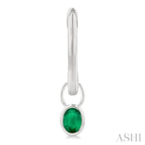 5x3 MM Bezel Set Oval Cut Emerald Precious Fashion Huggie Earrings in 10K White Gold