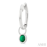 5x3 MM Bezel Set Oval Cut Emerald Precious Fashion Huggie Earrings in 10K White Gold