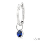 5x3 MM Bezel Set Oval Cut Sapphire Precious Fashion Huggie Earrings in 10K White Gold