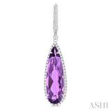 23x7 MM Pear Shape Amethyst and 3/8 ctw Round Cut Diamond Halo Semi Precious Earrings in 14K White Gold