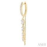 3/4 ctw Marquise and Round Cut Diamond Journey Long Chain Fashion Earrings in 14K Yellow Gold