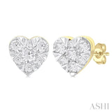 1/6 ctw Lovebright Petite Heart Shape Round Cut Diamond Fashion Stud Earring in 10K Yellow Gold