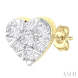 1/6 ctw Lovebright Petite Heart Shape Round Cut Diamond Fashion Stud Earring in 10K Yellow Gold