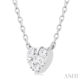 1/10 ctw Lovebright Petite Heart Shape Round Cut Diamond Fashion Pendant With Chain in 10K White Gold