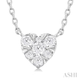 1/10 ctw Lovebright Petite Heart Shape Round Cut Diamond Fashion Pendant With Chain in 10K White Gold