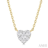 1/10 ctw Lovebright Petite Heart Shape Round Cut Diamond Fashion Pendant With Chain in 10K Yellow Gold