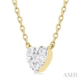 1/10 ctw Lovebright Petite Heart Shape Round Cut Diamond Fashion Pendant With Chain in 10K Yellow Gold